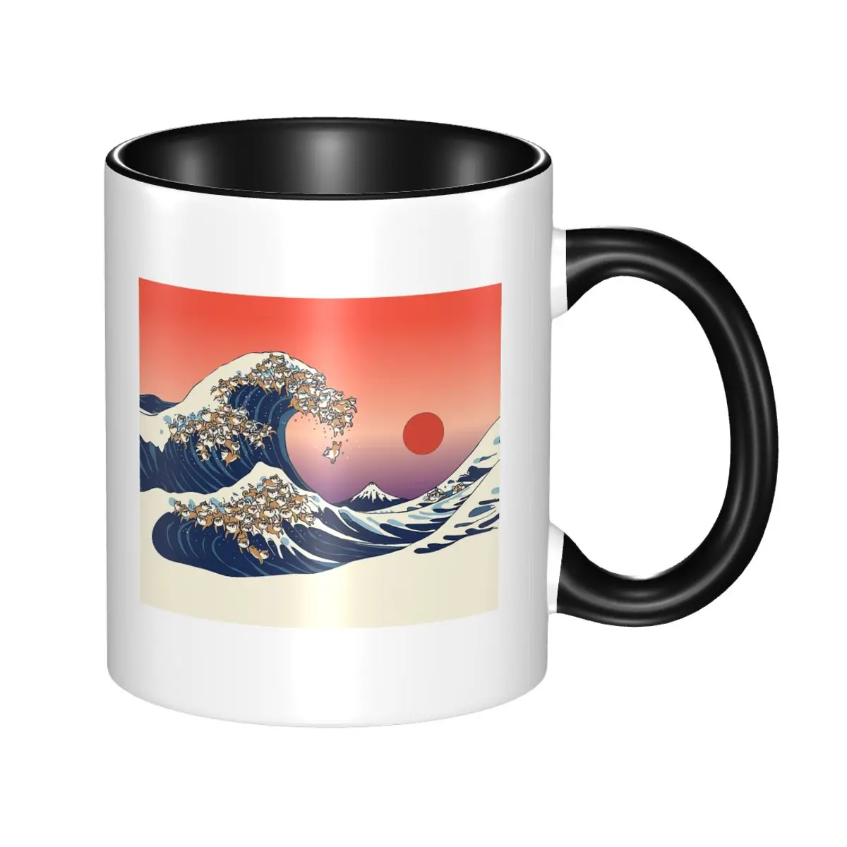 The Great Wave Of Shiba Inu Dog Mug Funny Ceramic Coffee Cups Tea Mugs Milk Cup Drinkware Gifts for Friends