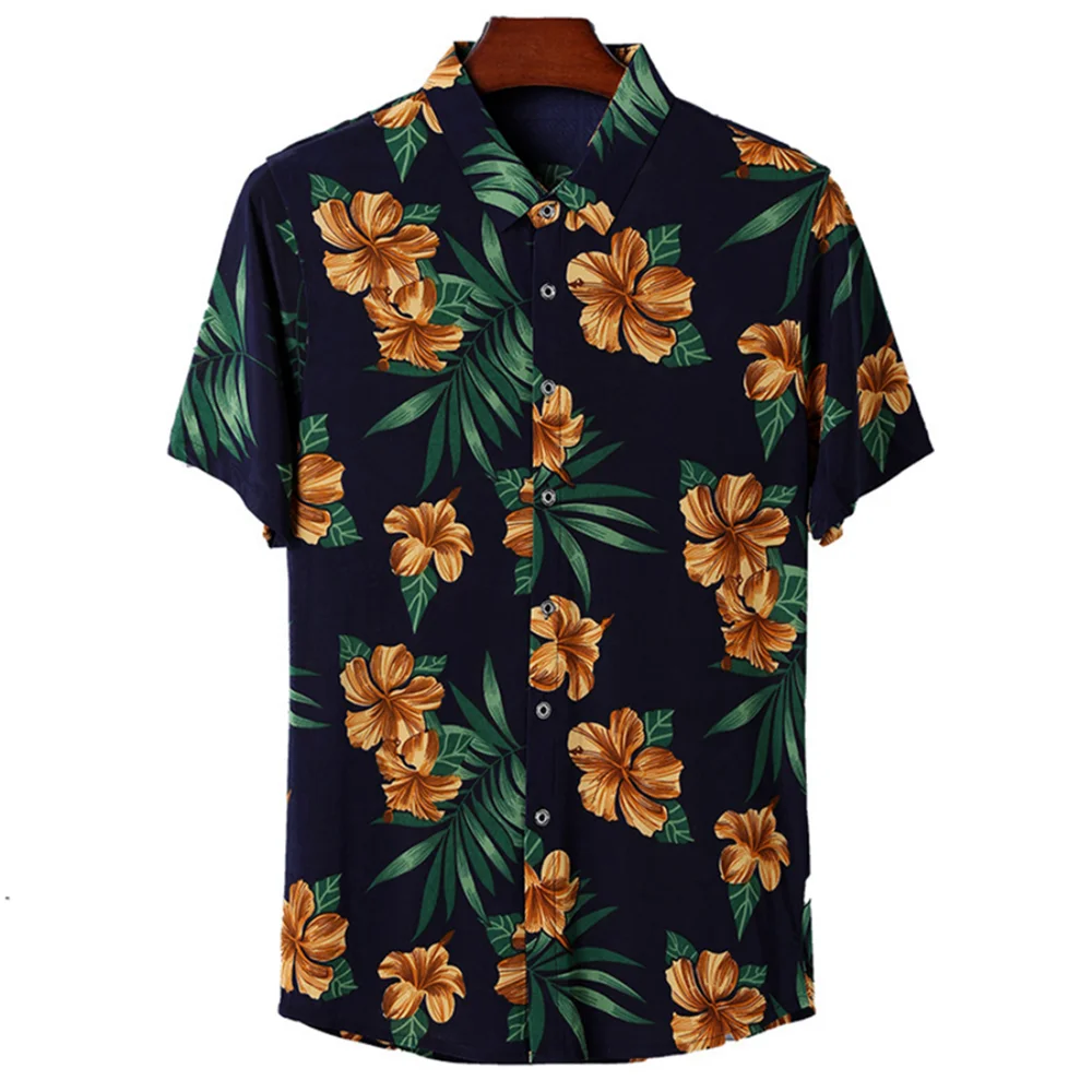 Camisas de verano hawaianas para hombre, ropa de calle de manga corta con pintura de paisaje creativo, ropa de playa cubana de talla grande, informal para vacaciones, novedad