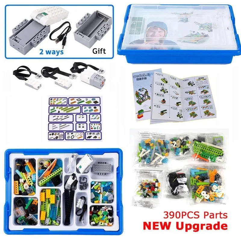 Nowy Zestaw Ulepszony 390 Elementów Wedo 2.0 Pasuje do Robotyki Budownictwa Szkolnego Zestaw Klocków Edukacyjnych STEAM Zabawki DIY Prezenty