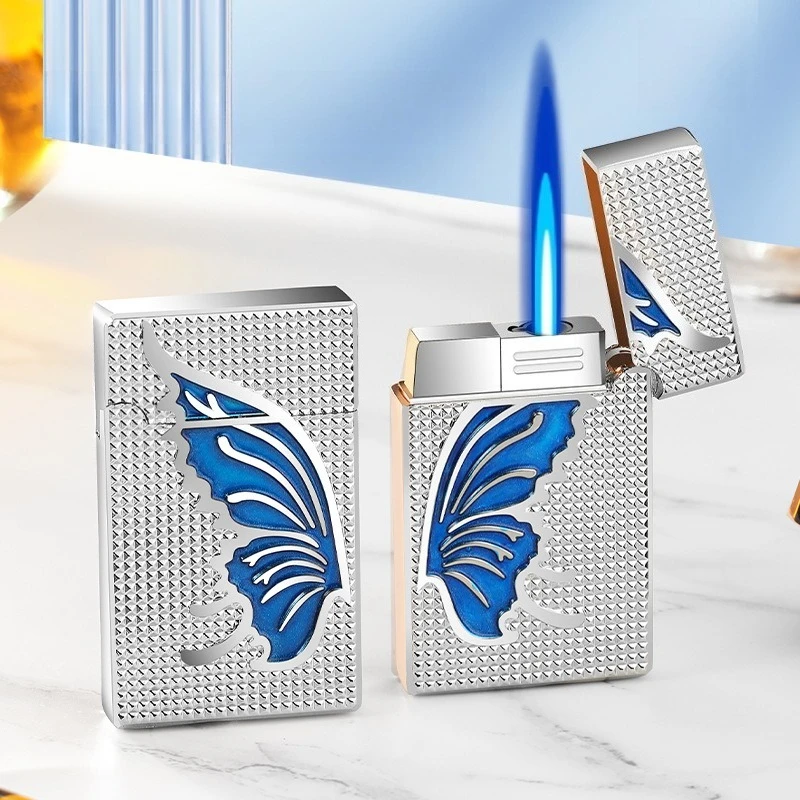 

Creative Butterfly High-looking Straight Lighter, Windproof Metal Loud Sound Cigarette Lighter for Men and Women