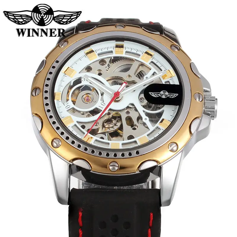 winner Own brand custom watch T-winner hot sale silicone band automatic mechanical casual male watch