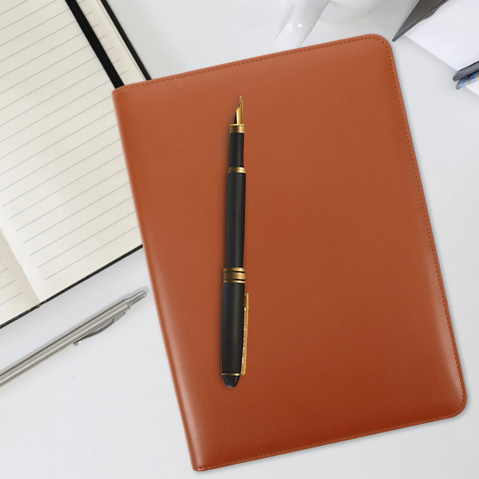 

1Set Professional Waterproof Zipper Portfolio Binder Document Organizer for Cards Pens Files Calculators Sleek