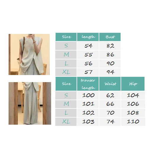 Irregular linen vest wide-leg pants suit women\'s summer high-quality temperament wear draped loose cotton and linen slim.