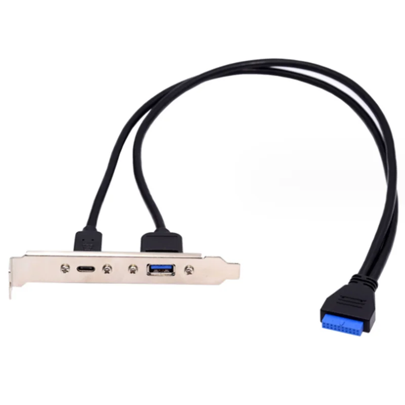 0.5m Rear USB 3.1 Port Expansion 20pin to TYPE-C Female and USB 3.0 Female Data Cable With Bezel on Computer Chassis