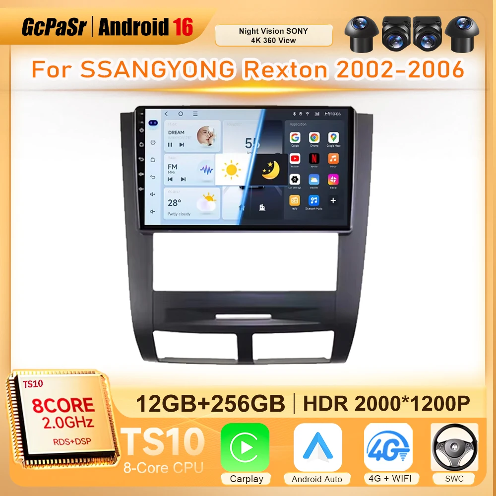 

Android Car Radio For SSANGYONG Rexton 2002 2003 2004 2005 2006 Carplay Multimedia Auto Video Player GPS Navigation 2din DVD 5G