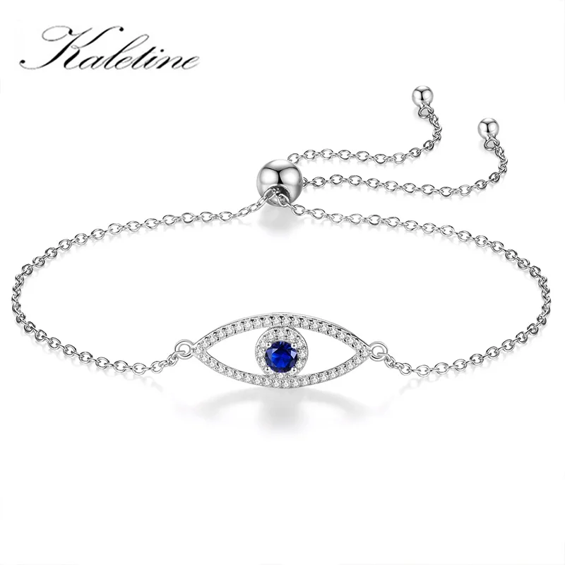 KALETIEN Fatima Hamsa Evil Eye Hand Eye 925 Sterling Silver Horse Hoof Bracelets for Women Handmade Lucky Turkey Jewelry