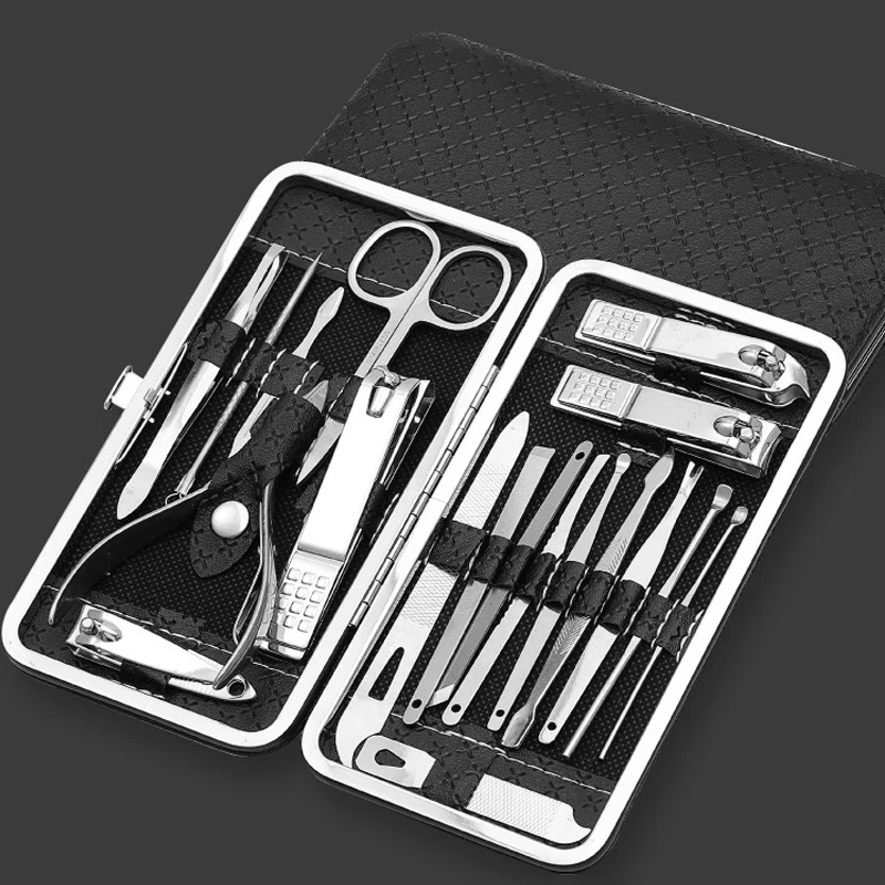 Professional 19 Piece Nail Care Kit Stainless Steel Manicure & Pedicure Set Nail Clipper Set with Travel Case