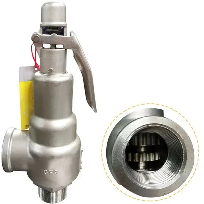 304 stainless steel safety valve with handle for air storage tank spring fully open pressure relief valve