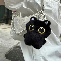 10cm Cute Black Cat plush toy Doll Small Pendant Cuddly Pillow Cushion Ins Black Cat Plush Toy Doll for Boy Girl Brithday Gifts