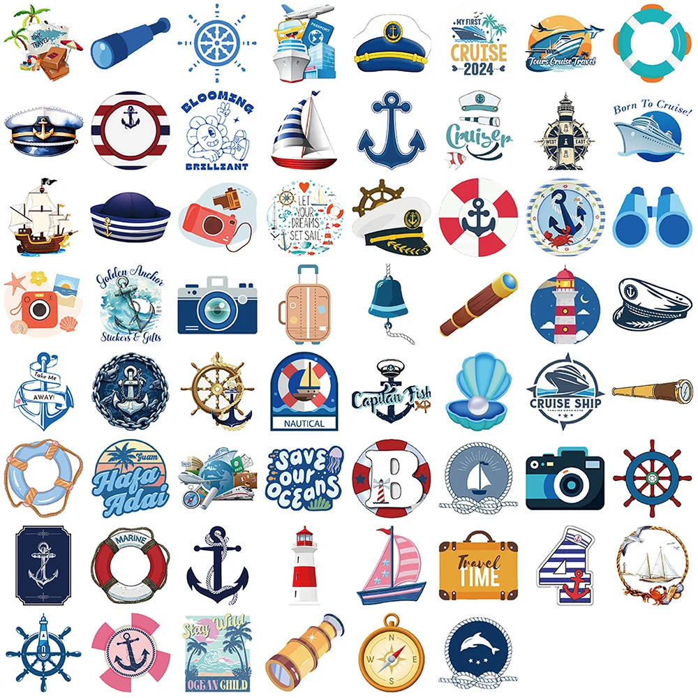 10/30/62 sztuk Cartoon żeglarstwo naklejki podróżne żeglarstwo Graffiti naklejka na notebooka bagaż Laptop telefon fajne naklejki winylowe zabawki