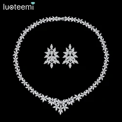 LUOTEEMI Luxury Cubic Zirconia Bridal Jewelry Sets Wedding High Quality Clear Zircon Jewellery For Bride Party Engagement Gifts