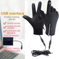 USB Electric Heated Gloves Heating Thermal Gloves Winter Moto Heated Gloves Outdoor Warm Waterproof Windproof Skiing Gloves