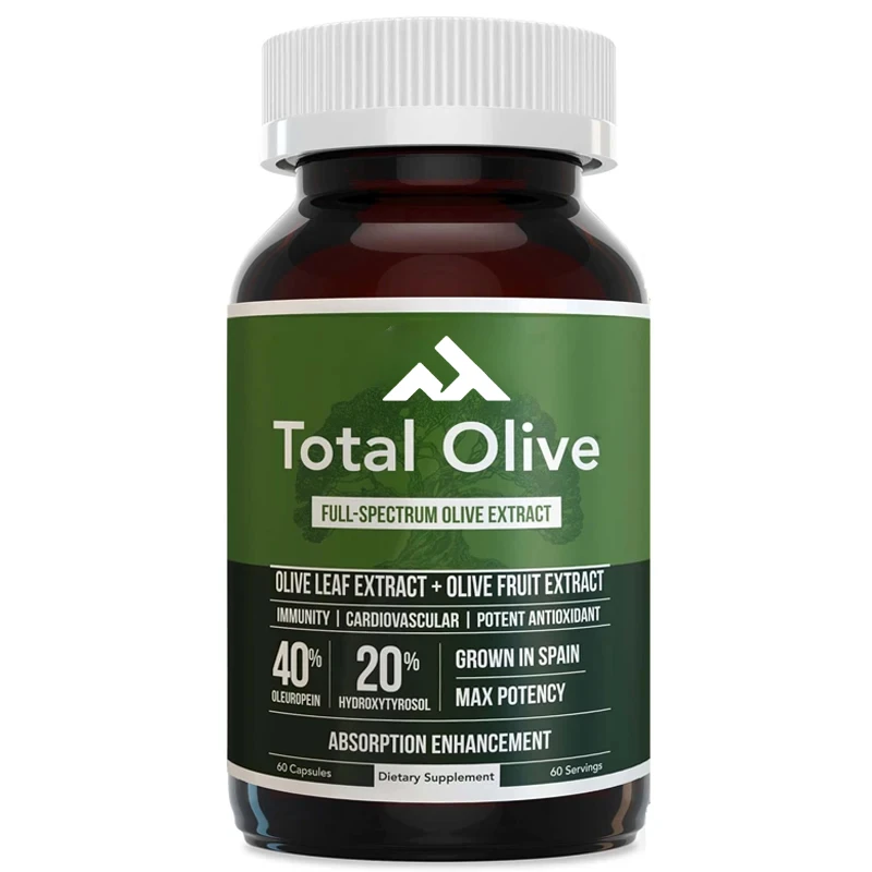 Olive Leaf Extract Capsules (40% Olive Oil) with Olive Fruit Extract - Full Spectrum - BioPerine Highly Absorbent