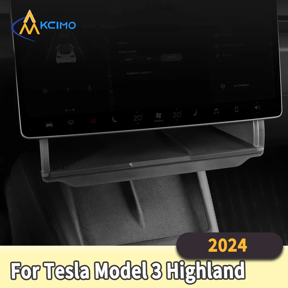 Storage Organizer for Tesla Model 3 Highland 2024 Under The Central Control Screen Tray Car Storage Box Interior Accessory