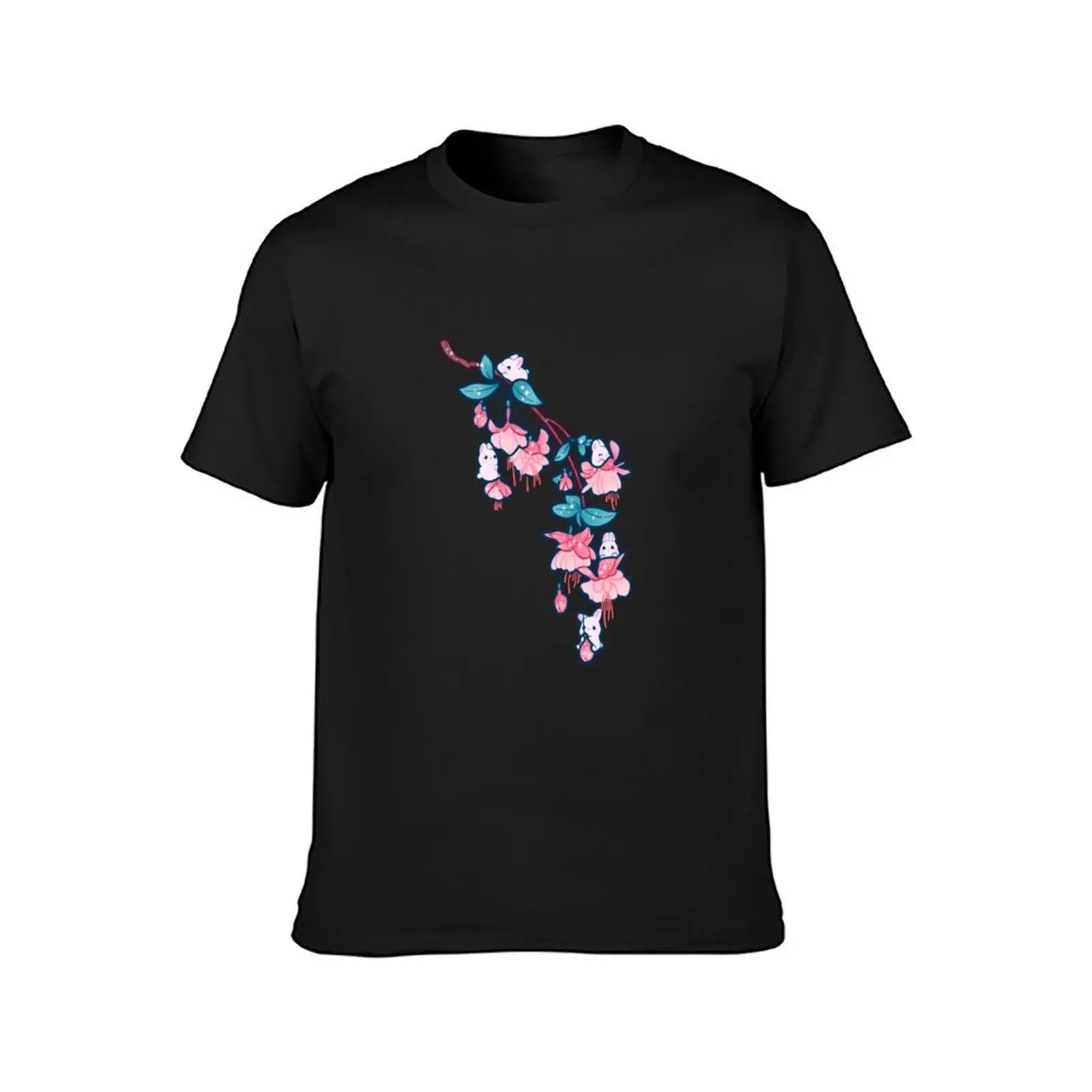 Fuchsia Bunnies T-Shirt cute tops quick drying tees blacks mens t shirts casual stylish