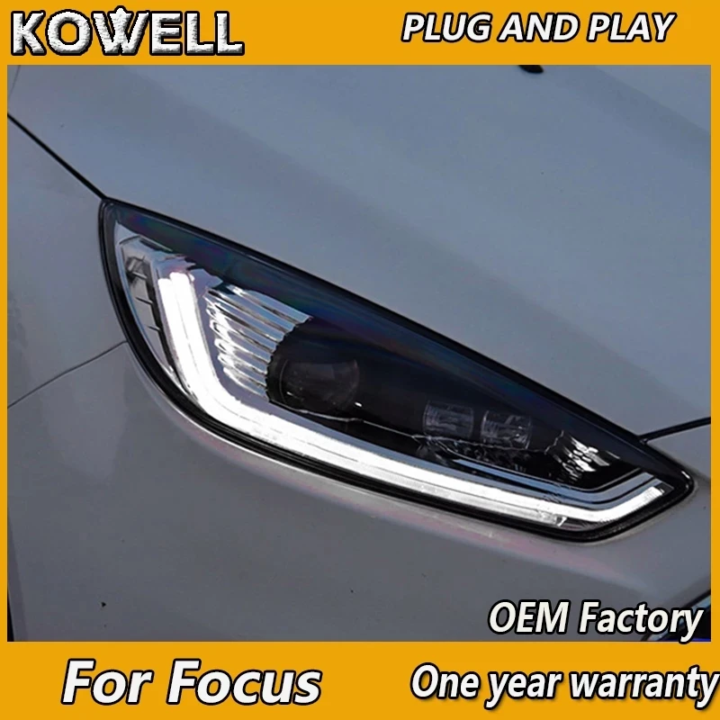 KOWELL Car Styling for Ford Focus Headlights 2015-2018 Focus 3 Headlight DRL Turn Signal Low High Beam Projector Lens