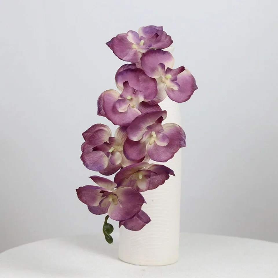 8 Köpfe große künstliche Seide Zweig Orchidee Phalaenopsis schwarz Burgund Hochzeit Home Decor Blumen Topf Orchidee Großhandel – Detail 9
