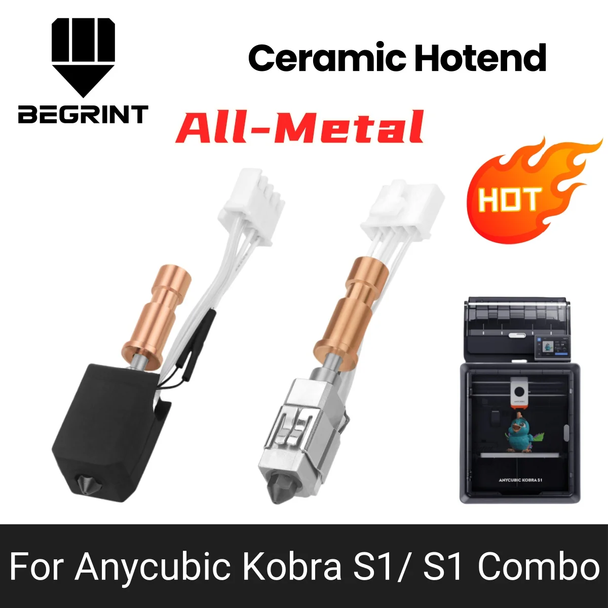 

For Anycubic Kobra S1 Hotend 100k Upgrade Ceramic Heating Nozzle Kobra S1 Combo Hotend 24V 48W Rapid Heating Kobra S1 Accessory