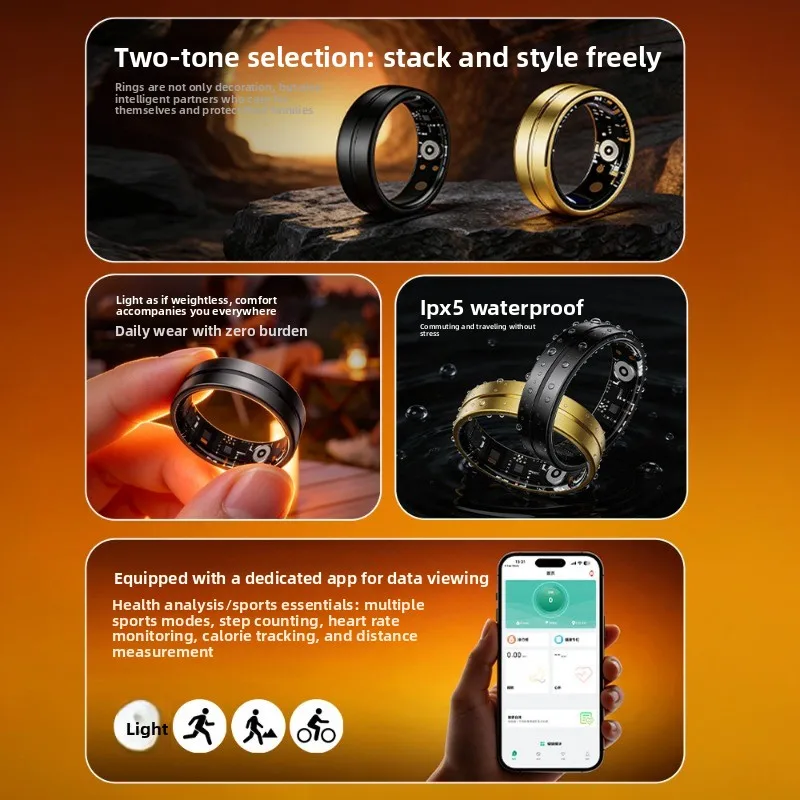 2026 New Waterproof Smart Ring, Heart Rate SpO2 Sleep Sports Monitor with Remote Photo Control Tool