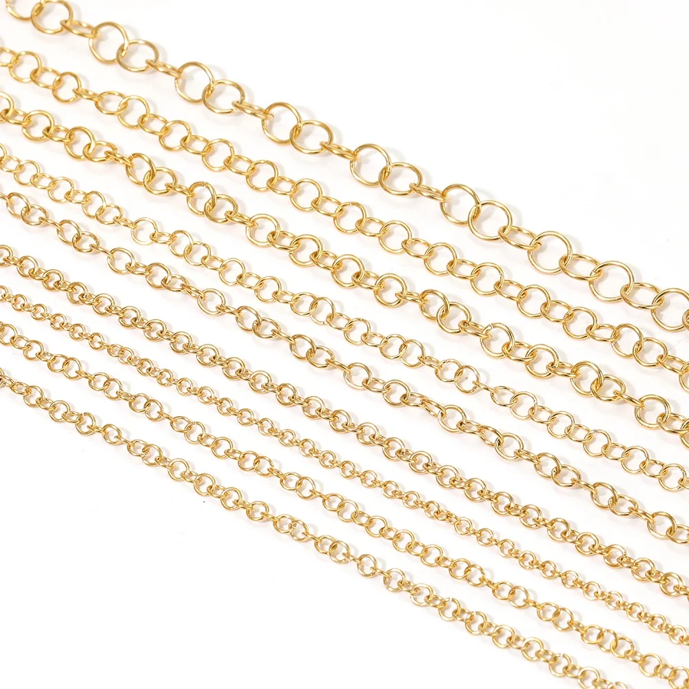 

2Meters Stainless Steel Gold Plated Polishing O-Ring Chain for DIY Fashion Jewelry Making Bracelet Handmade Necklace Accessories