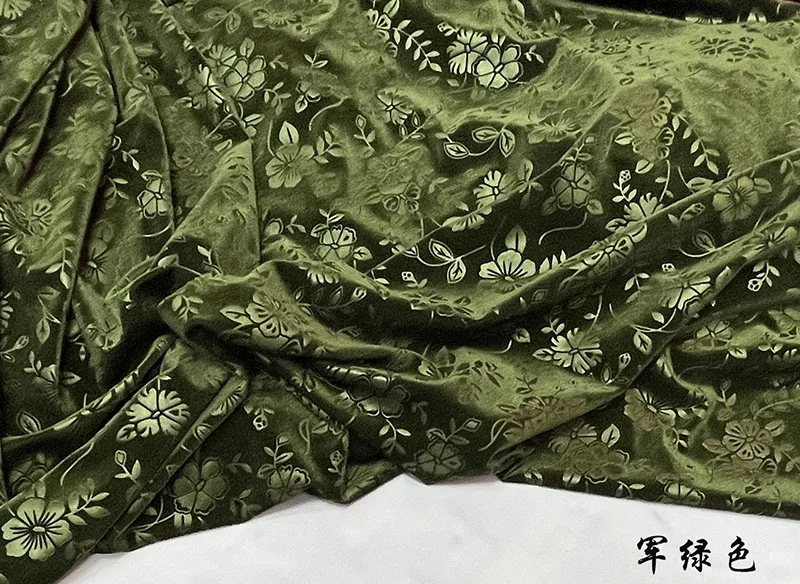 Embossed Stretch Gold Velvet Fabric Military Green Purple Maroon Spring Autumn Cloth For DIY Sewing Garment Craft view 4