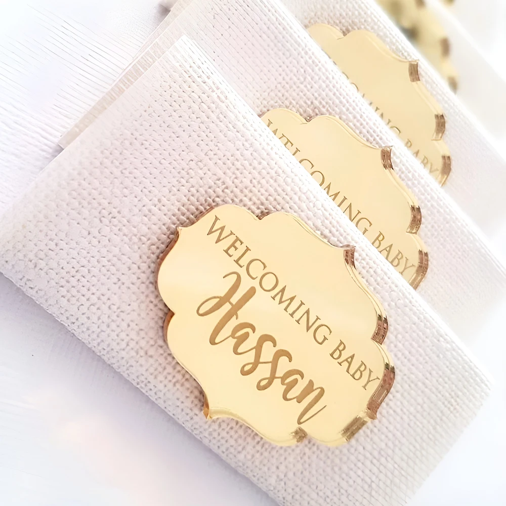 

20pcs Acrylic Name Tags 4.8cm Mirror Acrylic Label Personalized Wedding Favors Tags Drink Tags Cake Label Custom Name Tag