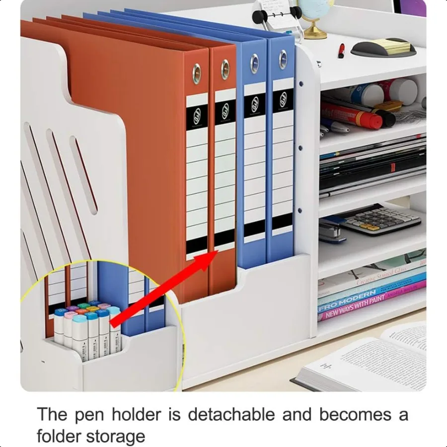 Белый настольный органайзер, универсальный настольный лоток для документов, органайзер, полка для хранения, стеллаж для домашнего офиса, школы PB073