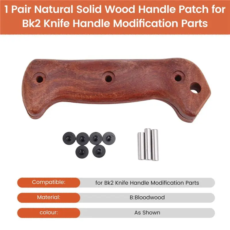 XSXS-1 Pair Natural Solid Wood For Bk2 Knife Handle Modification Parts With Screw Handle Grips DIY Accessories Bloodwood