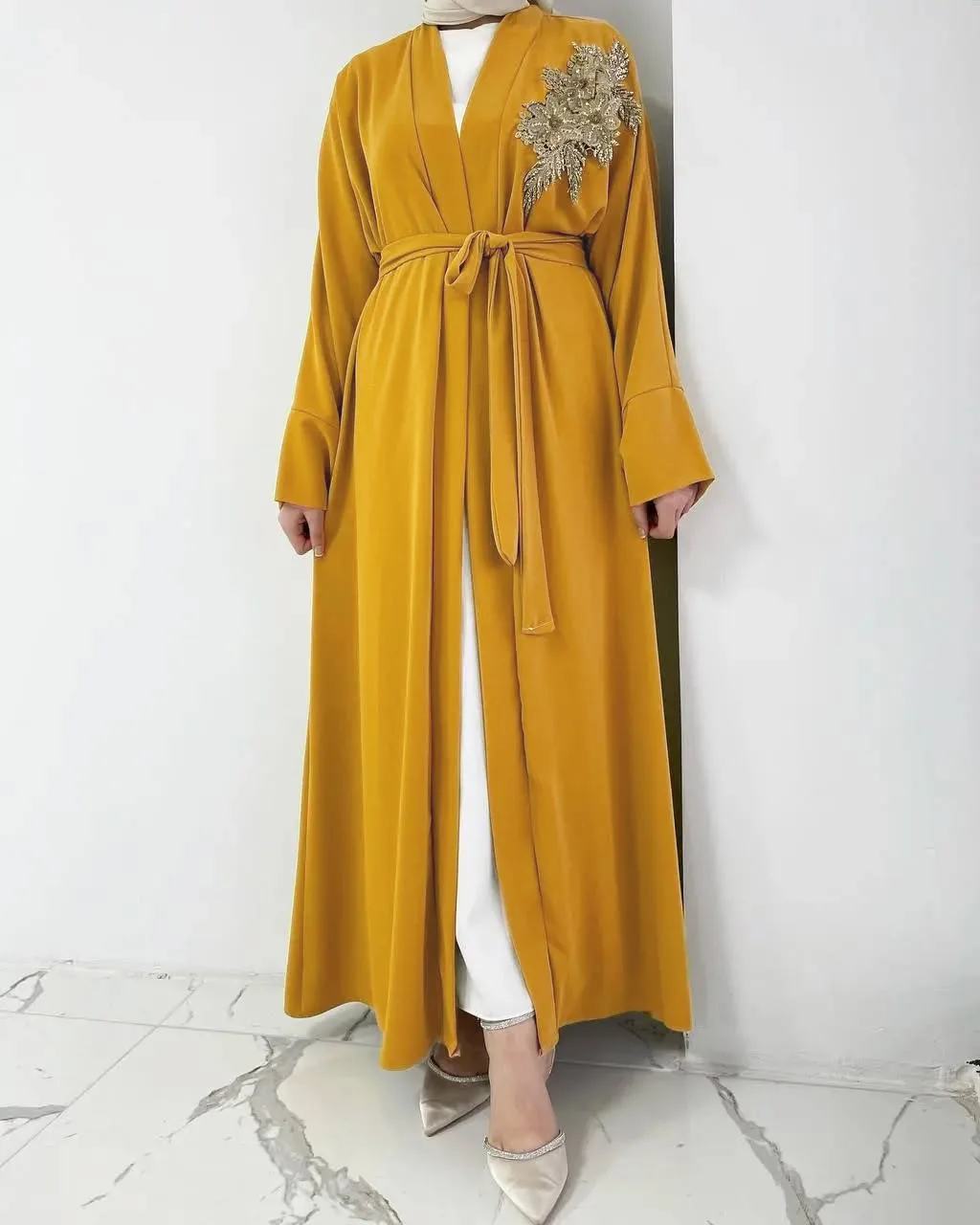 

Дубай открытая Абая вышивка кимоно кардиган длинное платье Ид женские мусульманские комплекты исламская одежда Kebaya кафтан женский халат Abayo