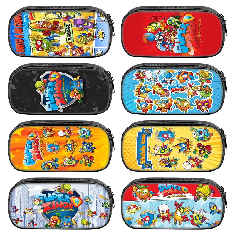 Caja de bolígrafos de dibujos animados Super Zings para estudiantes, suministros escolares de gran capacidad, estuches de juego con cremallera, regalo de cumpleaños para niños