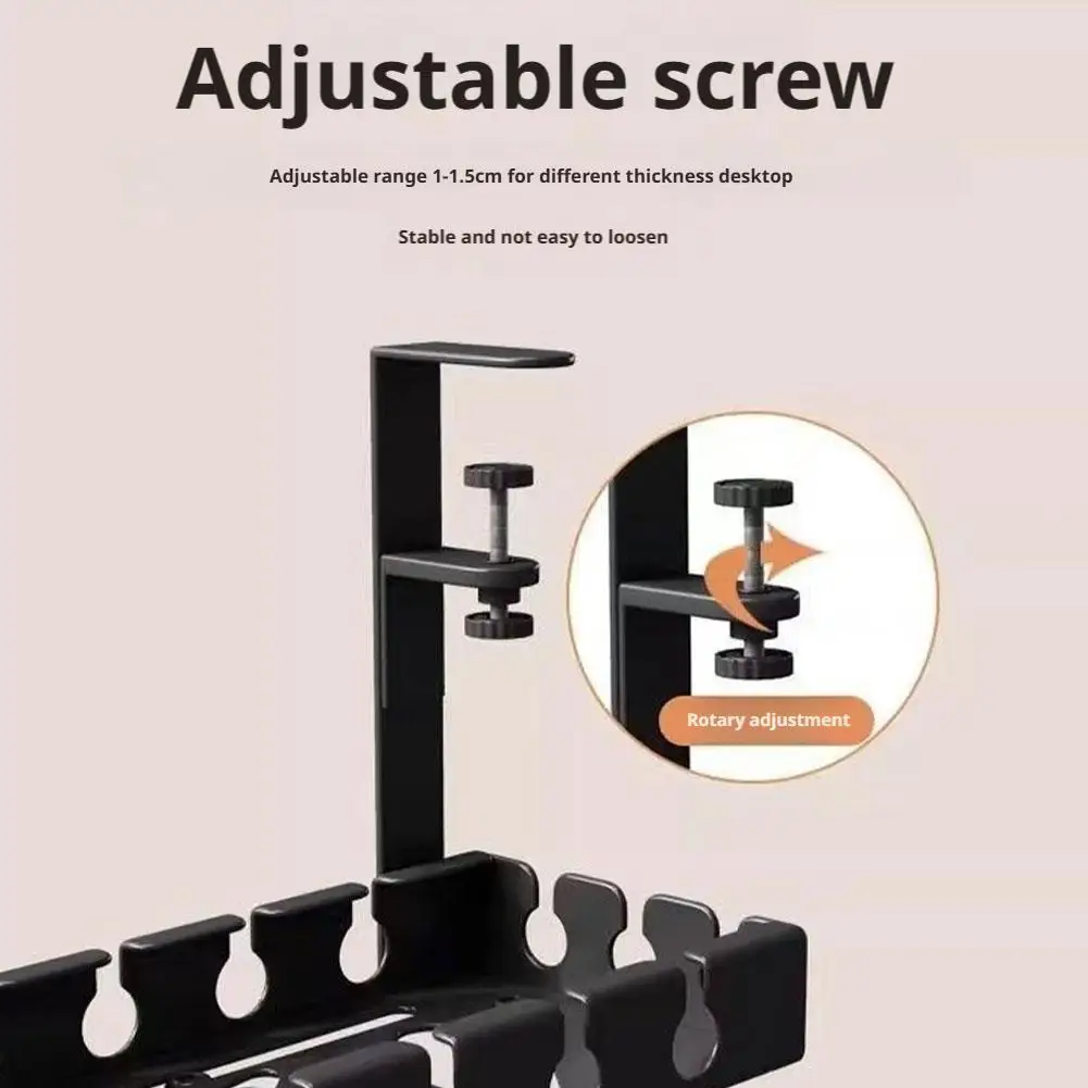 Support de rangement sous Table, plateau de gestion de câbles métalliques sans poinçonnage, organisateur de fils de bureau à domicile, rangement de multiprise rétractable