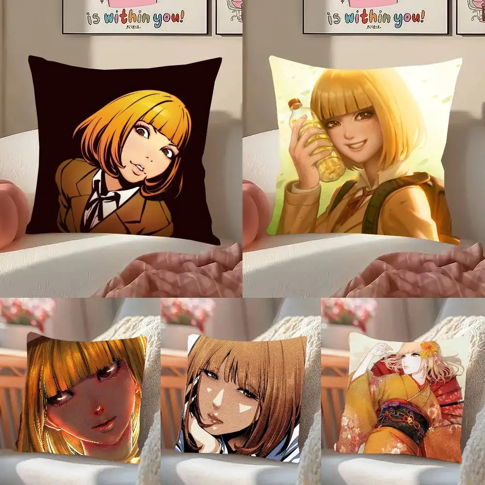 Midorikawa Hana Anime P-Prison School Pillow Case Fashion Square Pillowcase Bedroom Sofa Room Ins Decoration Leisure