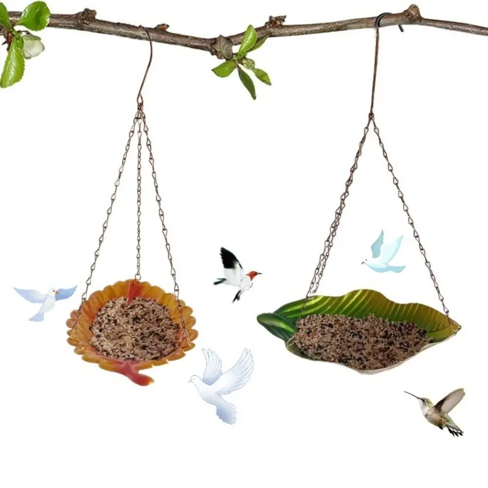 Iron Metal Bird Feeder Balanced Hanging Type Large Capacity Bird Feeding Dish Durable Convenient Bird Water Bowl Parrot