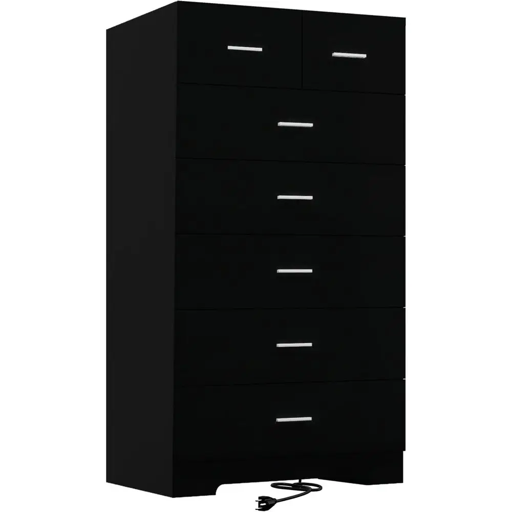 47.3 High Dressers or Bedroom Chests with Charging Station, 7 Drawer Dressers with Metal Glides, and Large Storage Wooden Closet