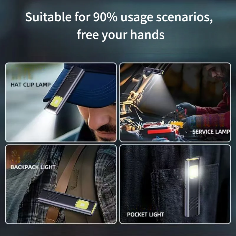 2026 NEW  LED Keychain Flashlight USB-C Rechargeable 600Lm Portable Mini Torch Light Pocket Lantern Flood Work Light With Magnet
