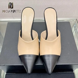 Pearl Heel High Heels Ladies Slipper Shoe Pointed Toe Thin Heel Sexy Dress Shoes 2023 Luxury Color Match Runway Mules Slip on