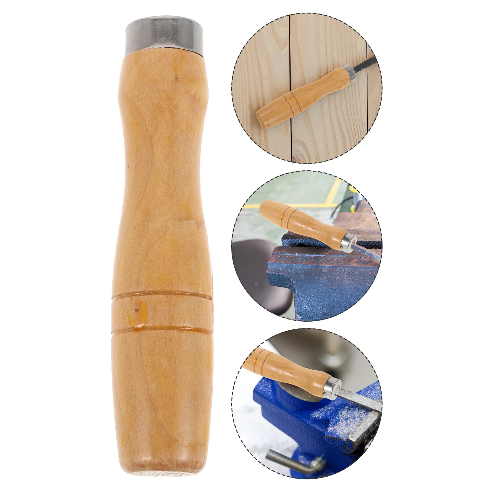 

5Pcs Wooden Handle for File 6.2mm Inner Hole Comfort Grip Ergonomic Design Metal Sleeve Secure Hold Wooden Handle