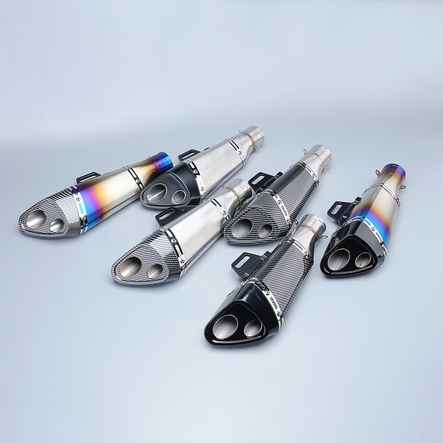 

Small Triangle Dual Exhaust Universal Moto Exhaust Pipe tail end Modification Connect Compatible Various Escape Tailpipe Models