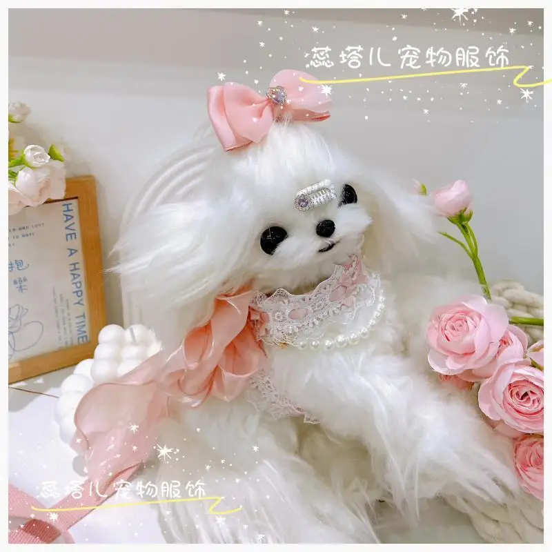 Sanrios Spring and Autumn Models Pet Tutu Kawaii Kuromi Cartoon Cute Cat Dog Chest and Back Bow Tie Traction Rope Pet Supplies