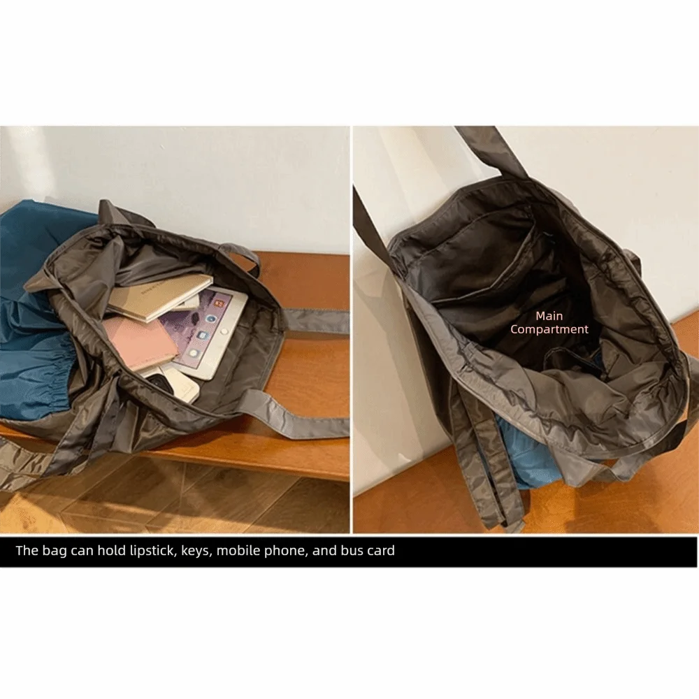 Large Capacity Foldable Backpack Waterproof Reusable Grocery Handbag Comfortable Handle Patchwork Color Clash