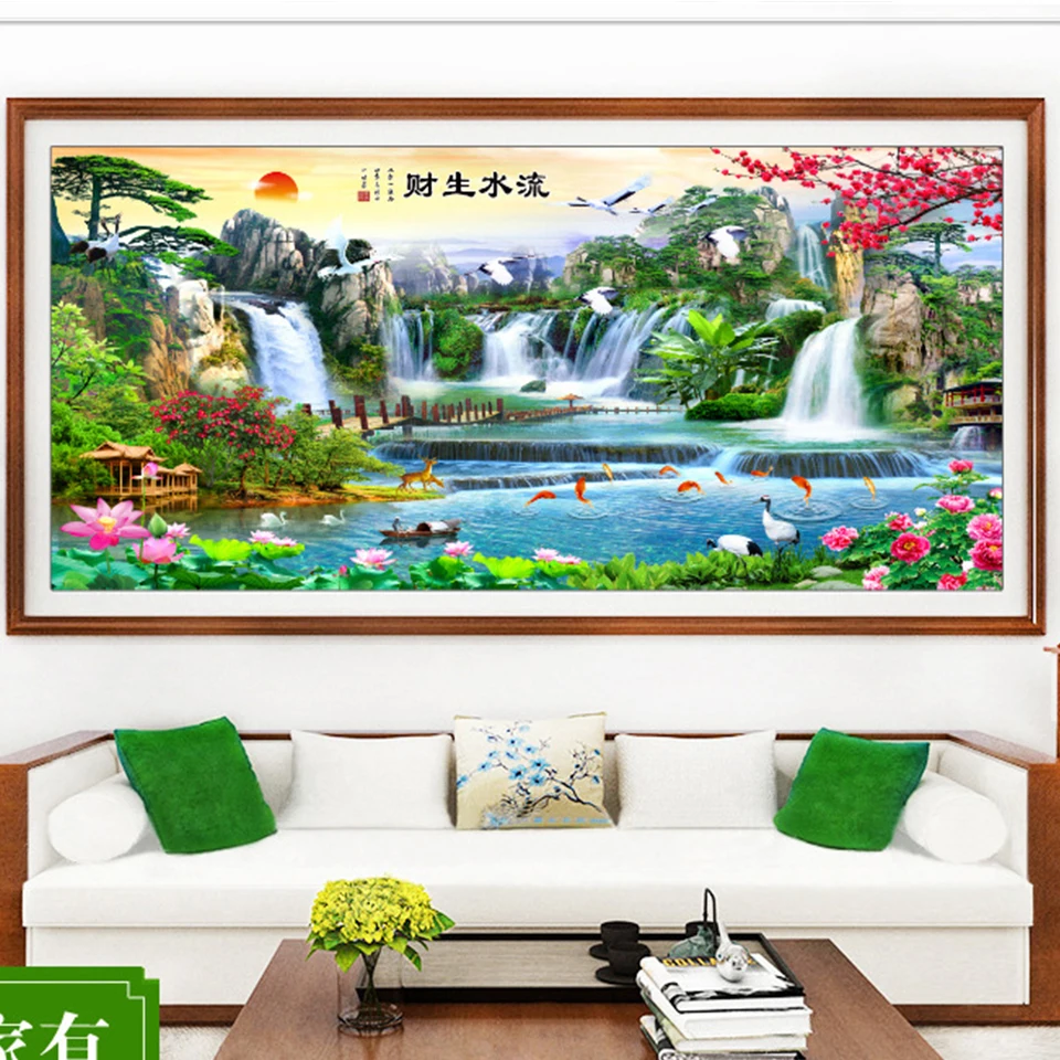 full diamond mosaic Waterfall Landscap Diamond Painting Sqaure Round Diamond Embroidery Sale Fengshui Fantasy Large Art X469