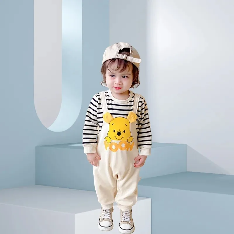 ディズニーミニーくまのプーさん春ベビー服男の子女の子ホームウェアカバーオールソフト長袖幼児ロンパース0-1歳ボディスーツ
