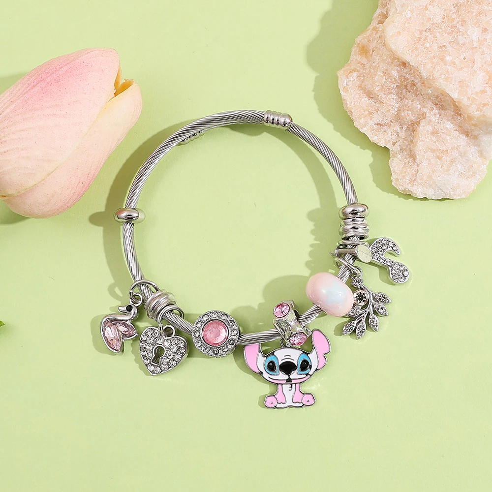 ديزني غرزة الحب القلب سوان الموسيقى ملاحظة حجر الراين سوار لطيف مطرز مجوهرات أنيمي المشجعين هدايا عيد الميلاد #4