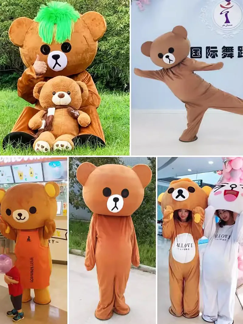 Costume de mascotte d'ours en peluche mignon pour la fête d'anniversaire d'Halloween, cosplay d'anime adulte, robe de paupières de cérémonie publicitaire de beurre