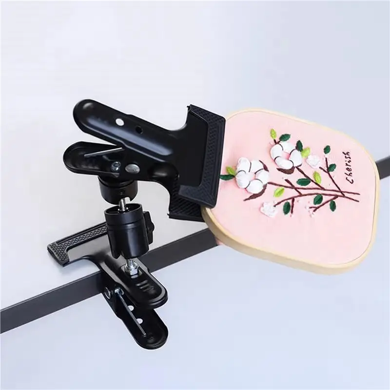 A02M-5X Metal Embroidery Hoop Holder - 360° Rotated Adjustable Table Clamp Stand Clip,Tabletop Craft Clamp For DIY
