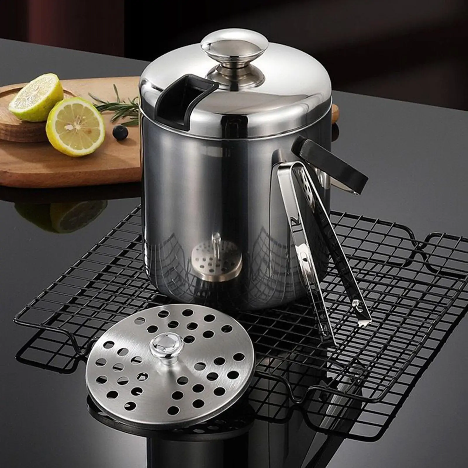 

Ведро для льда, холодильник для вина с двойными стенками, изолированное ведро для льда из нержавеющей стали объемом 1,3 л с щипцами и ситечком для коктейля