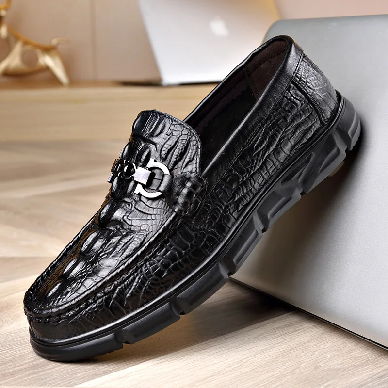 

Новая весенняя мужская обувь, повседневная обувь из натуральной кожи, крутые лоферы без шнуровки с крокодиловым принтом, мягкие удобные туфли для скейтбординга на плоской подошве