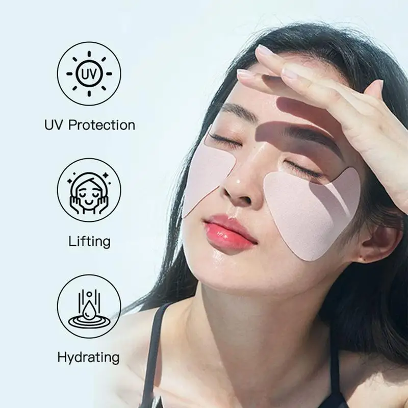 5 pair Golf Sunscreen Face Patches Anti-Sweat Moisturizing Sun Protection Stickers UV Facial Patch for Summer Outdoor Activities