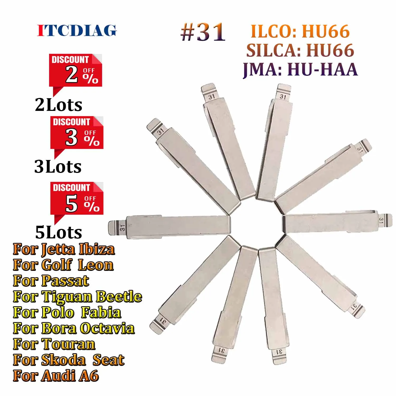 

#31 HU-HAA HU66 лезвие дистанционного складного флип-чистого сменного автомобильного ключа для Passat Bora Skoda Seat для Audi A6 A4 Q3 TT