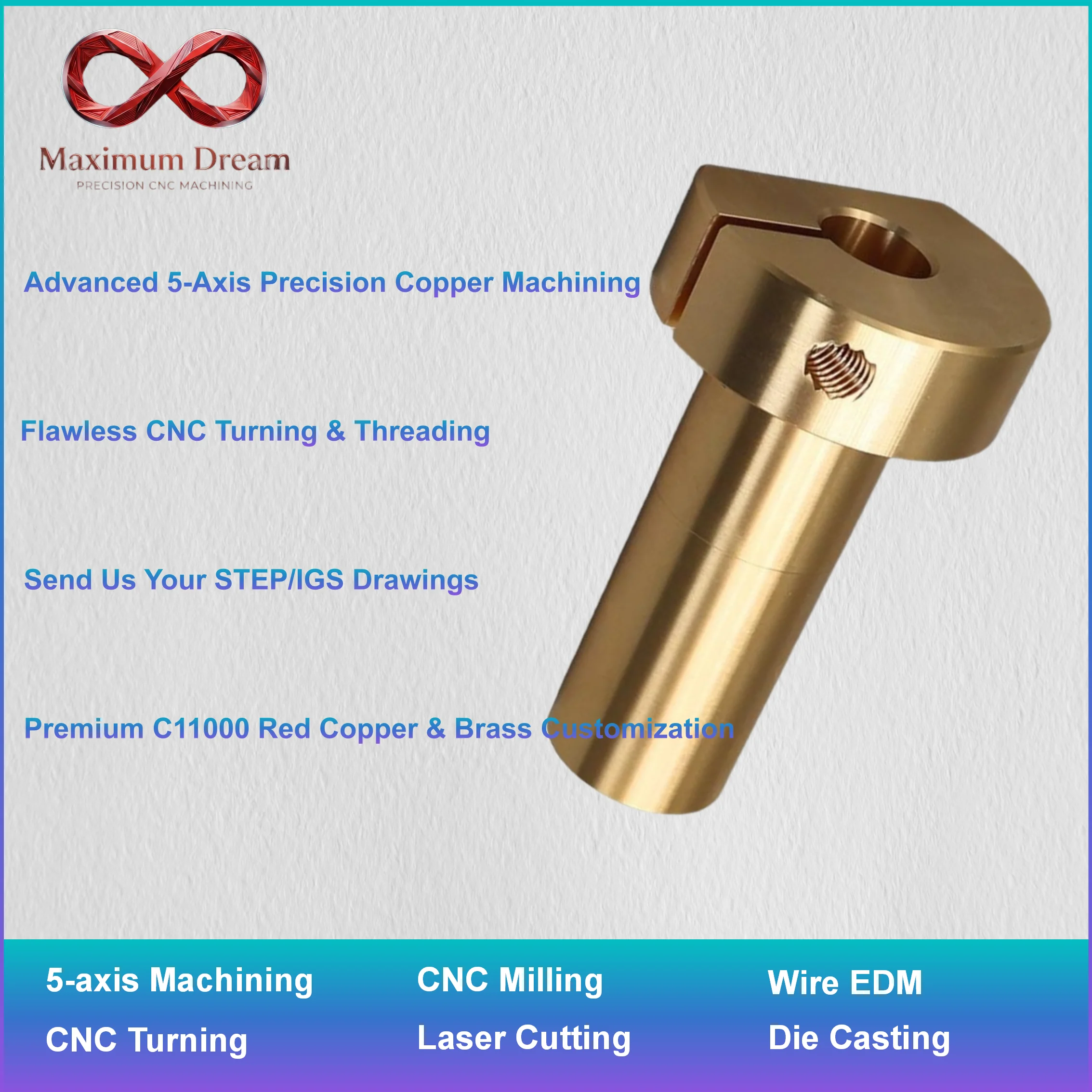 Custom Brass CNC Machining Service, High Precision C3604 C36000 Brass Parts with Passivation Treatment, MOQ 1pc